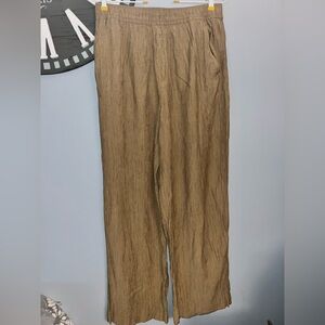 Madewell tan crinkle pull on elastic waist lounge pants size medium